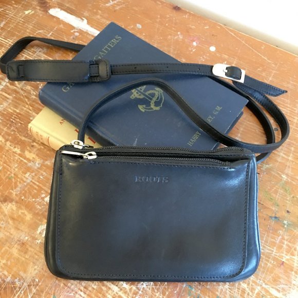 Vintage Roots Leather Mini Crossbody Bag, Black - Picture 1 of 8